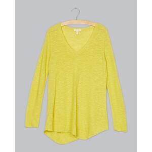 Eileen Fisher Organic Cotton Linen V Neck Pullover Sweater Lightweight Size PM